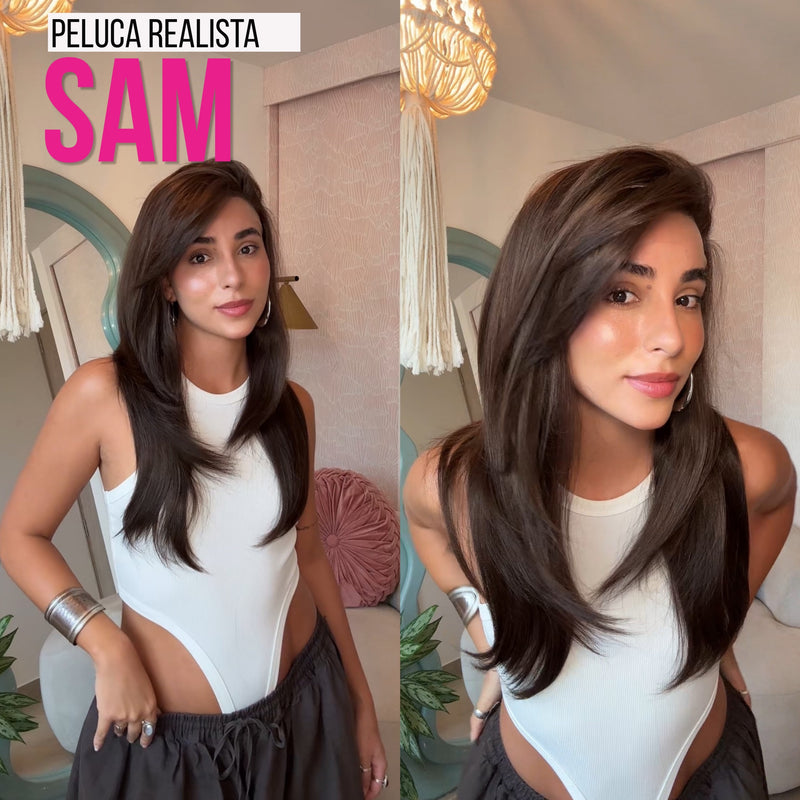 Sam — Peluca Realista lace 13X6, Midi, Mariposa, Castaño medio con visos — imagen 1 de 2