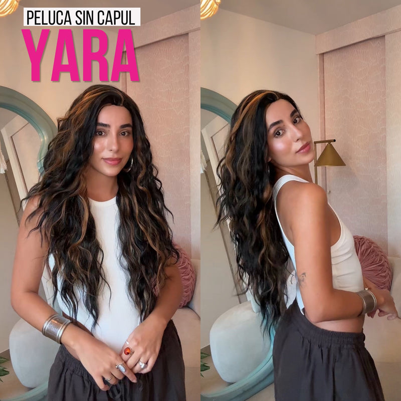 Yara — Peluca Efecto Cuero Cabelludo, Long, Onda Natural, negro natural con Visos — imagen 1 de 2