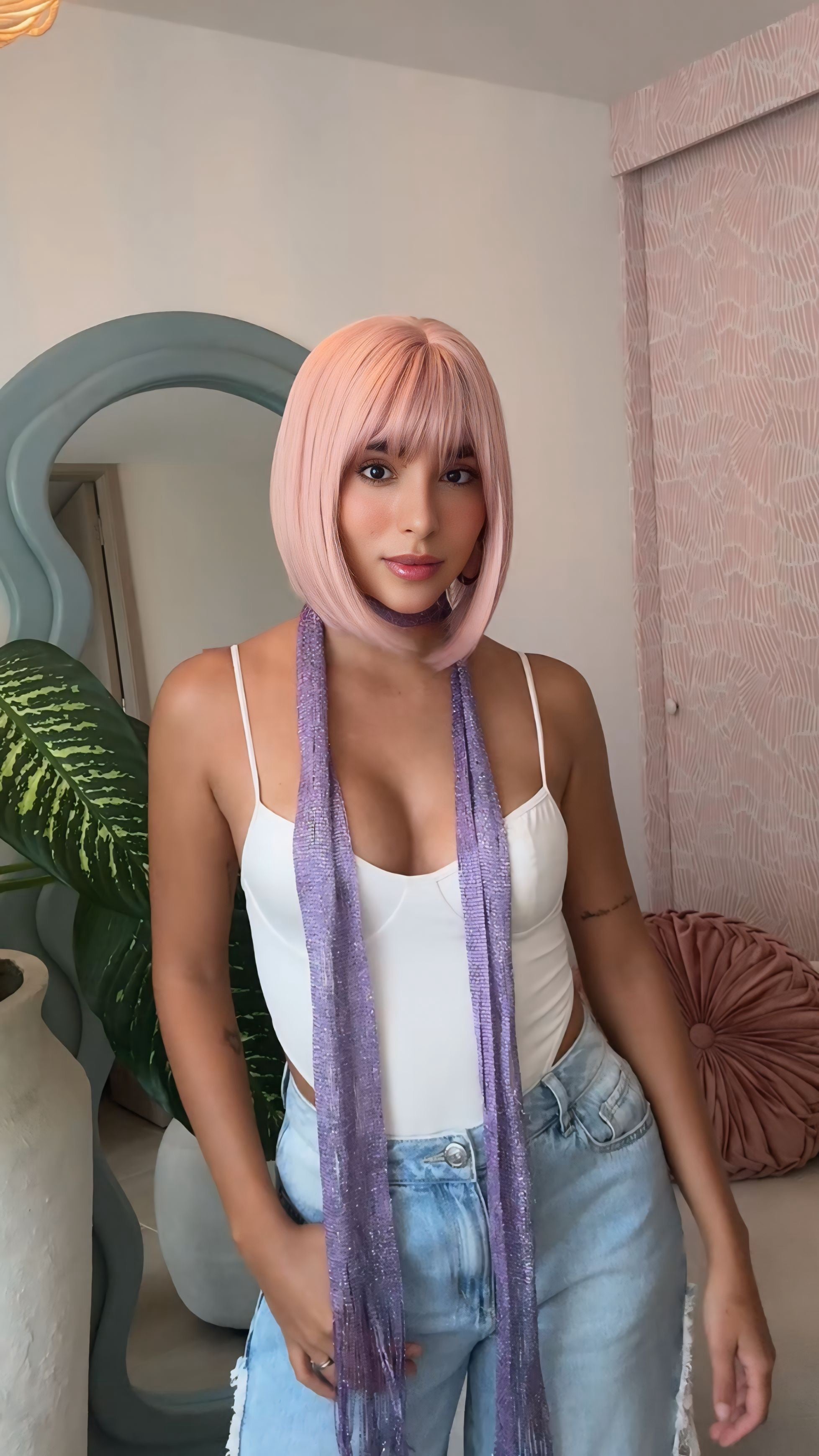 Peluca bob baby pink