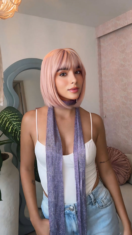 Peluca bob baby pink