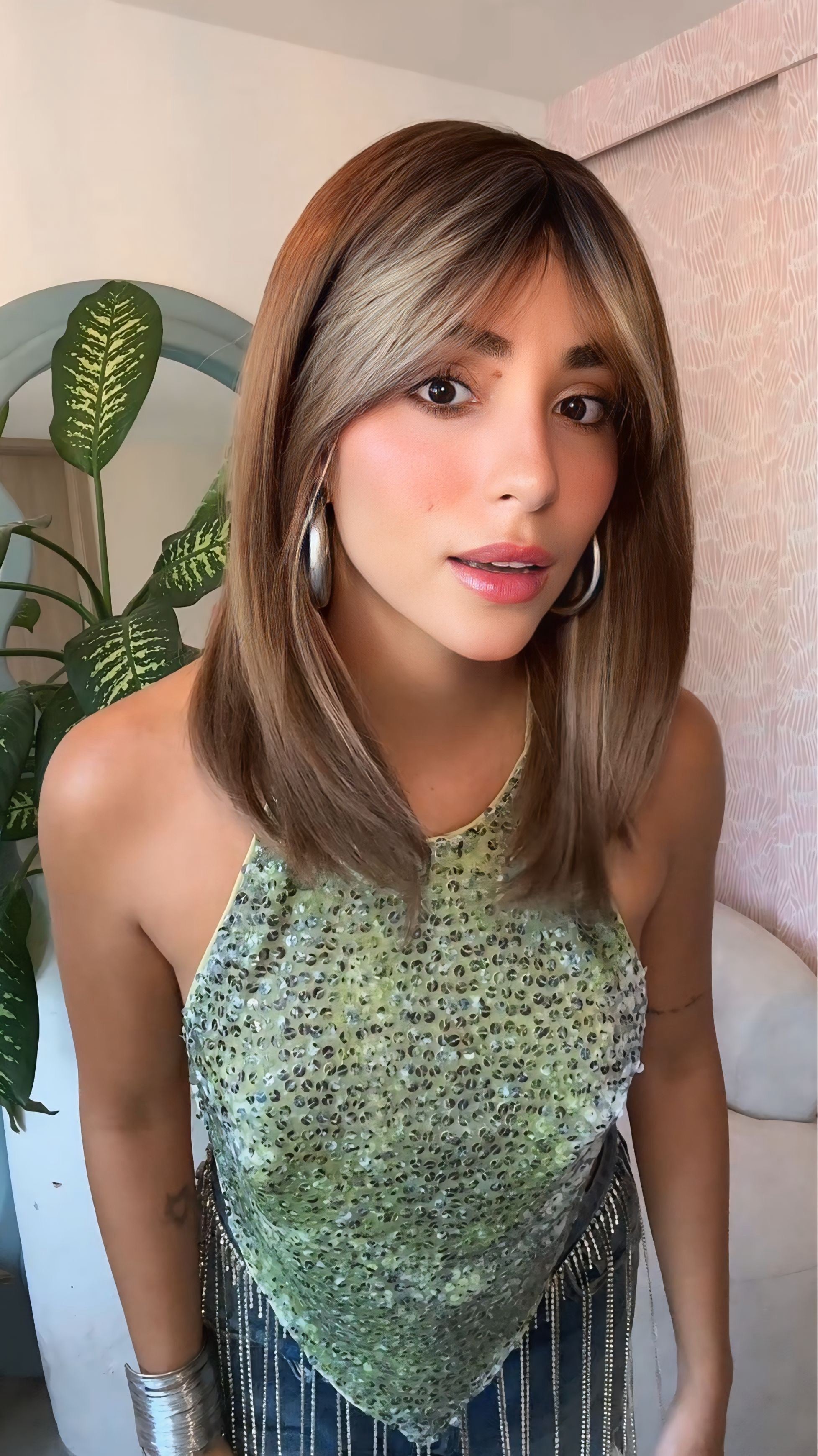 Peluca Fleco Mila Capuccino