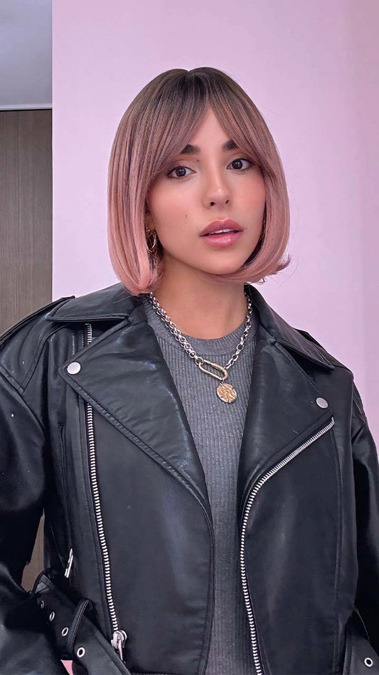 Peluca de Capul, Mini, Raiz Castaña Oscura Con Rosa