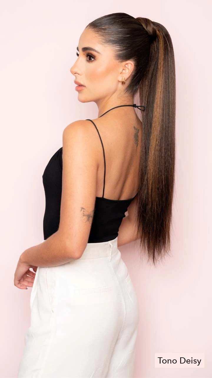 Ponytail Midi Velcro Lisa Textura Volumen
