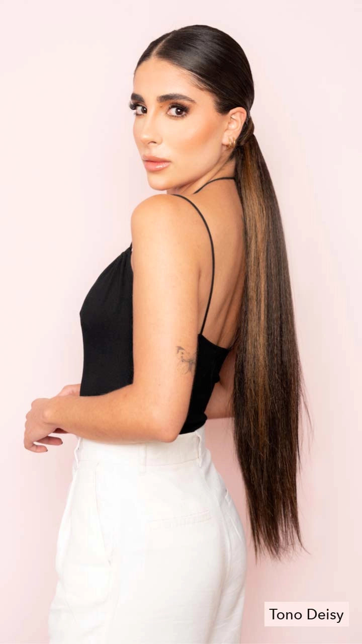 Ponytail Midi Velcro Lisa Textura Volumen