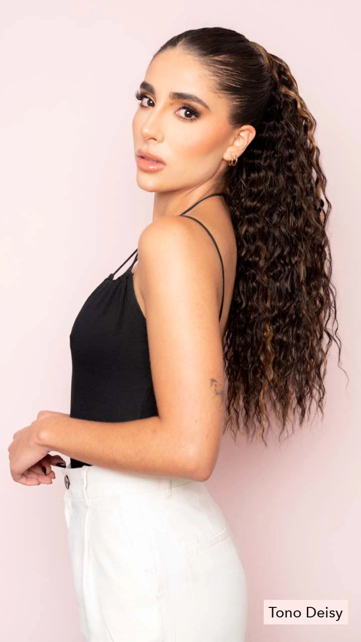 Ponytail Velcro Midi Onda Natural