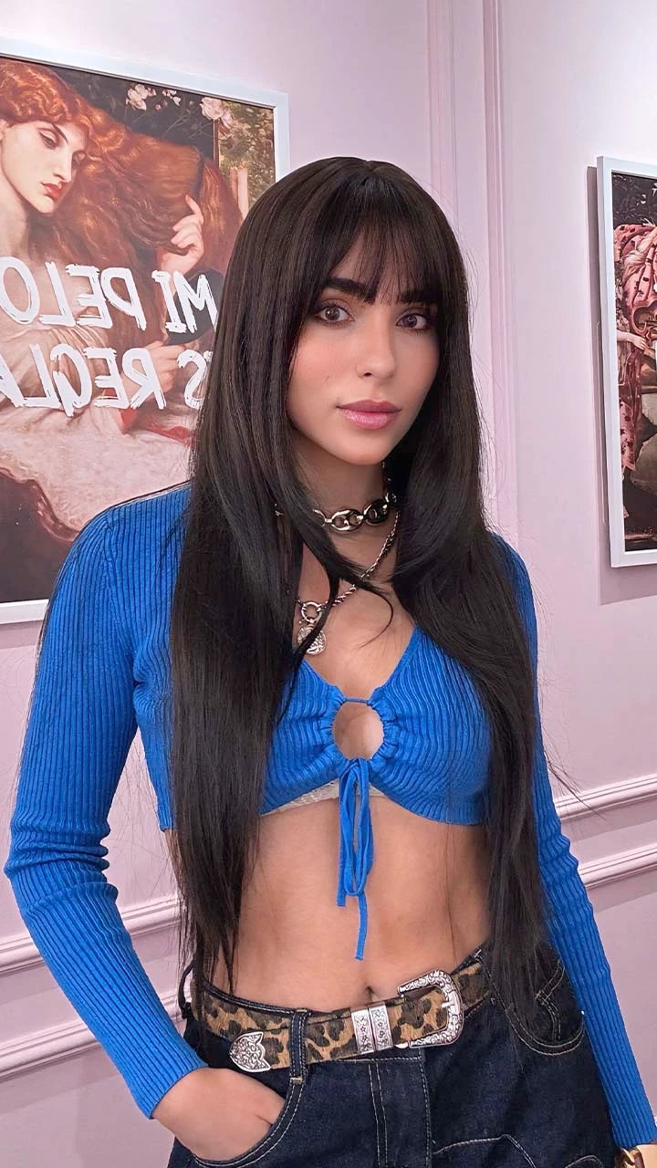 Peluca de Capul, Long, Lisa, Castaño Oscuro