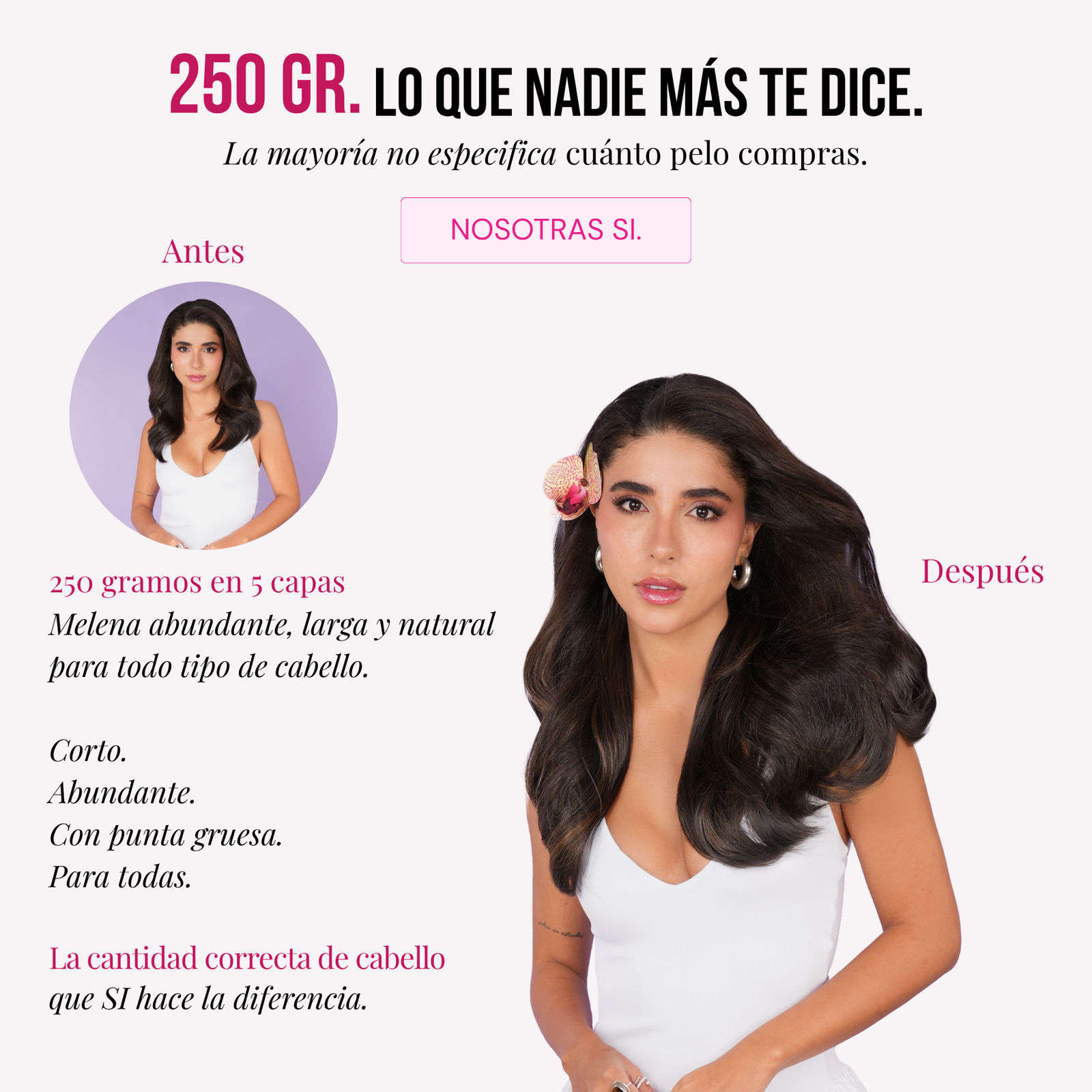 Extensiones Gin 16" de MyDollHair — gramaje en 5 capas