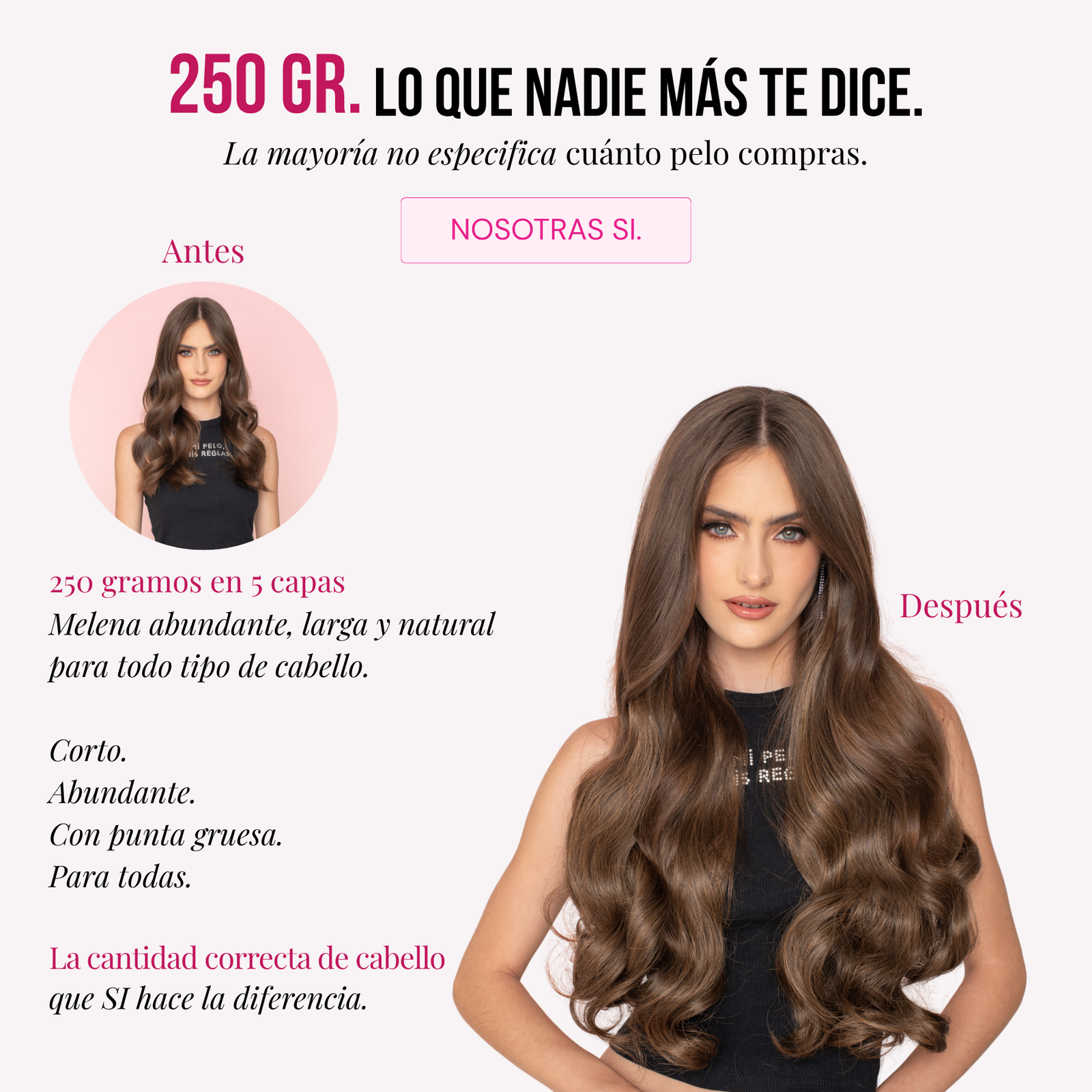 Extensiones Mimosa 20" de MyDollHair — gramaje en 5 capas