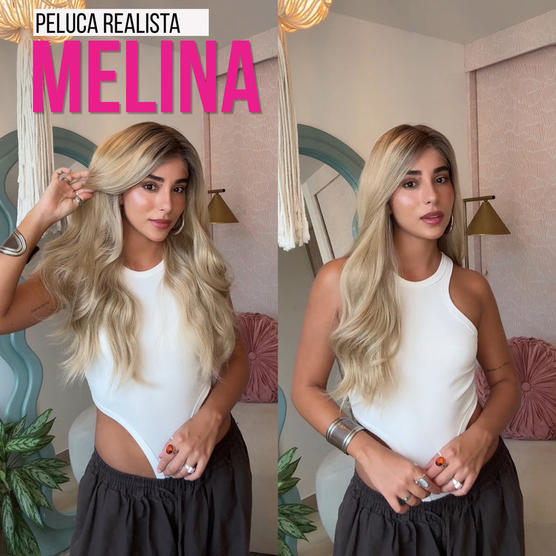 Melina rubia — Peluca Realista lace 13X6, Long, Ondulada, Balayage rubio — imagen 1 de 2