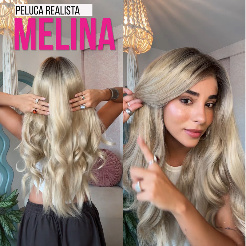 Melina rubia — Peluca Realista lace 13X6, Long, Ondulada, Balayage rubio — imagen 2 de 2