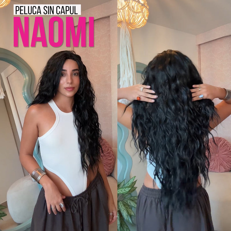Naomi — Peluca Efecto Cuero Cabelludo, Long, Onda Natural, Negro — imagen 2 de 2
