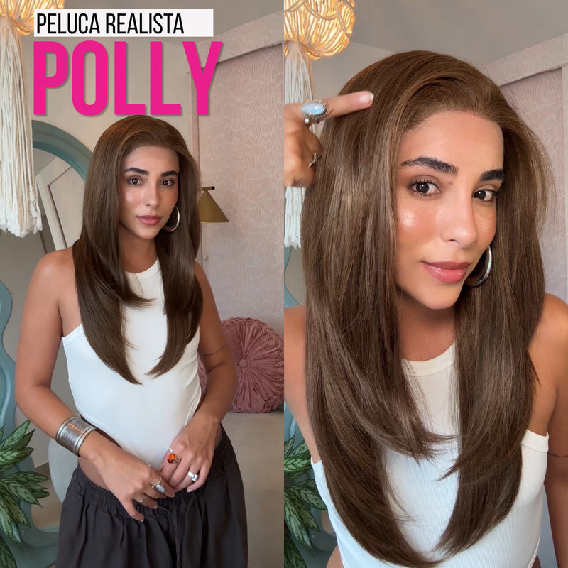Polly — Peluca Realista lace 13X6, Midi, Mariposa, Castaña clara — imagen 1 de 2