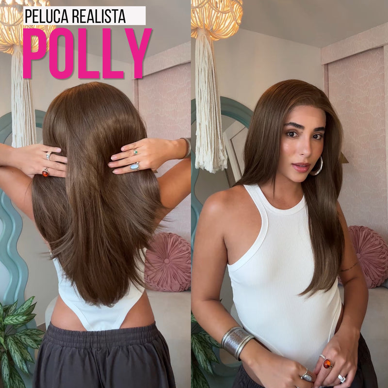 Polly — Peluca Realista lace 13X6, Midi, Mariposa, Castaña clara — imagen 2 de 2