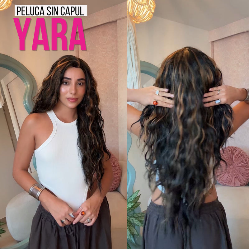 Yara — Peluca Efecto Cuero Cabelludo, Long, Onda Natural, negro natural con Visos — imagen 2 de 2